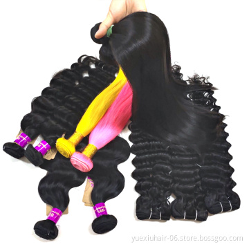 Unprocessed Mink Virgin Human Hair 12A Grade Double Drawn Long Hair Raw cheap Brazilian Hair Bundles